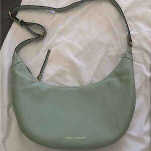 Poppy & Peonies Mint Green Over the Moon Hobo Bag